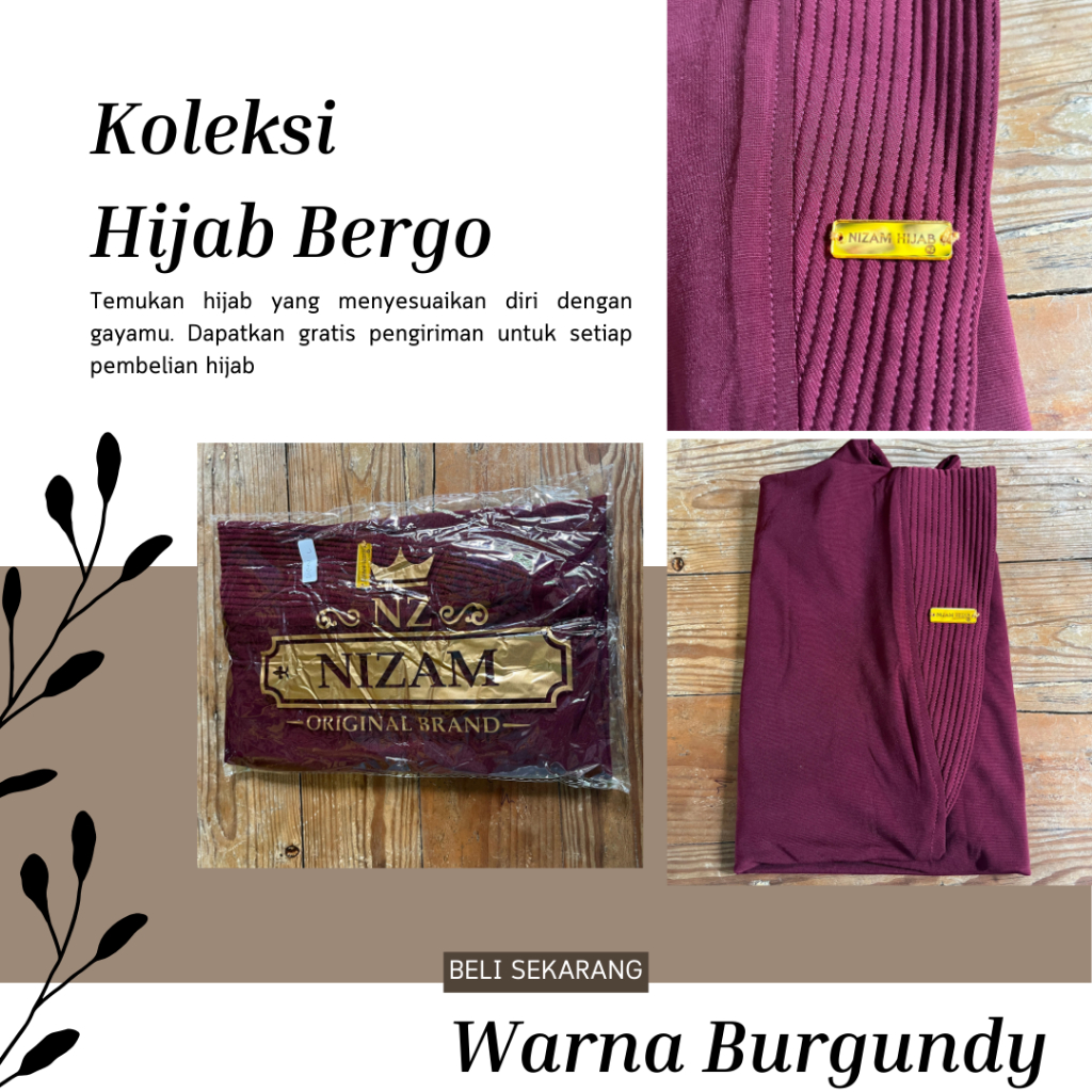 Nizam Hijab Bergo Warna Bourgundy
