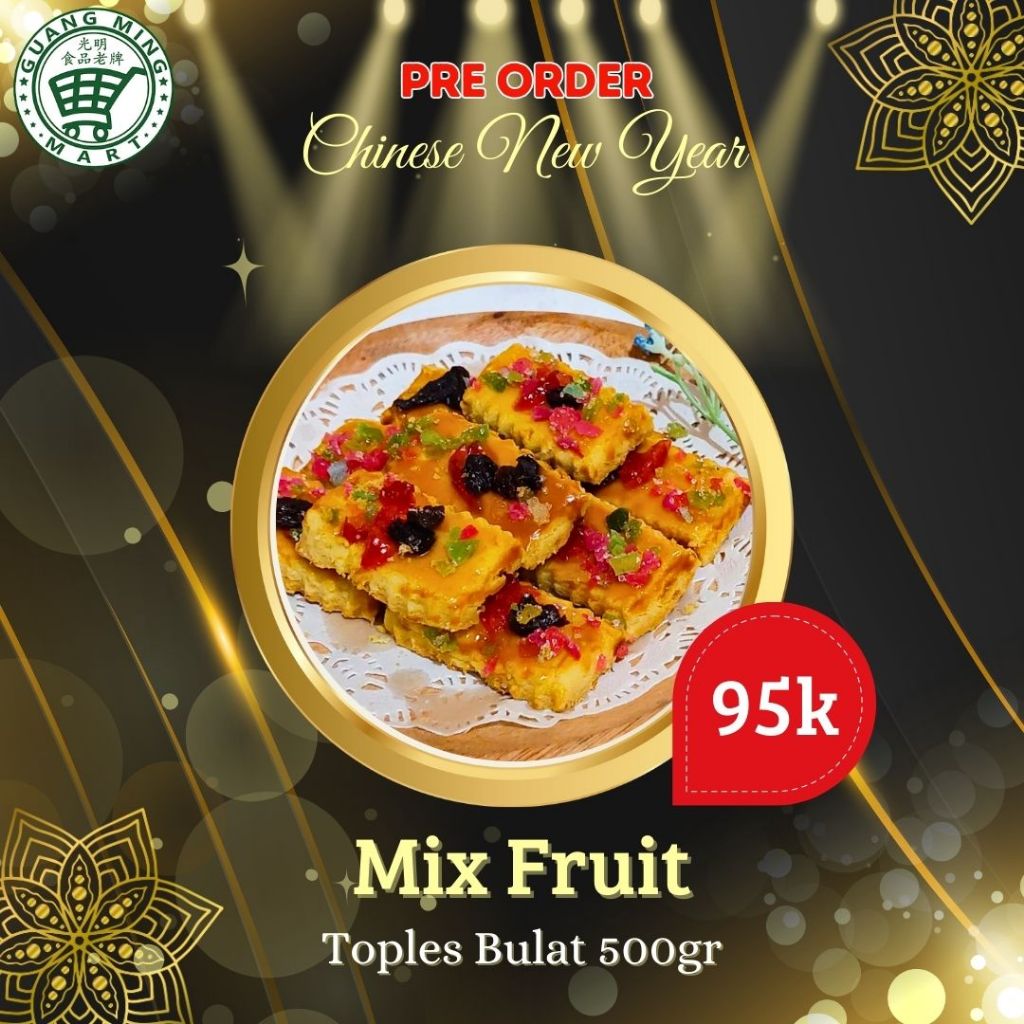 

Kue Kering Mix Fruit Vegetarian Ukuran Toples Bulat 500g / Mix Fruit Home Made 500 Gram