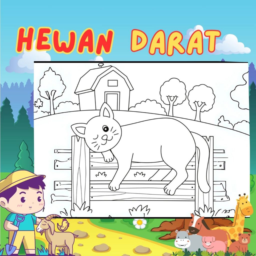 

5 LEMBAR KERTAS MEWARNAI TERMURAH/ COLORING / TEMA HEWAN DARAT/KERTAS MEWARNAI ANAK PAUD TK SD/A4-A5