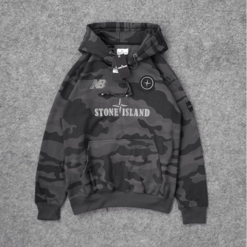 Jaket Sweater Hoddie Camo Full Tag - Hoddie Stone Island X NB Pria Wanita