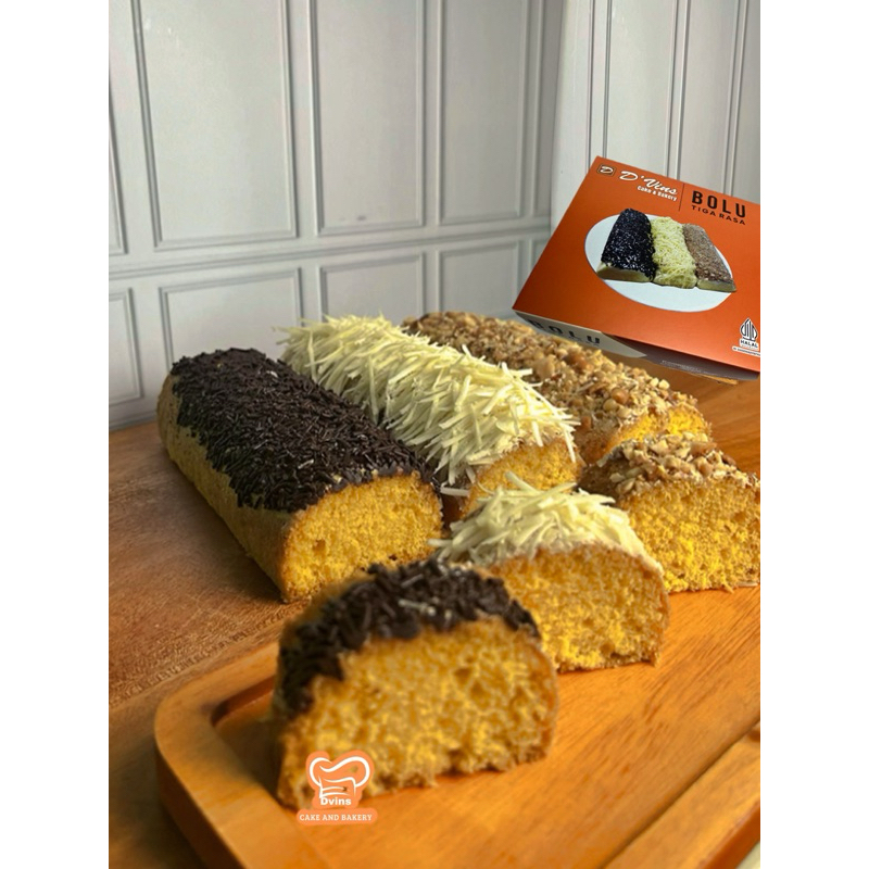 

bolu tiga rasa kacang,keju,cokelat