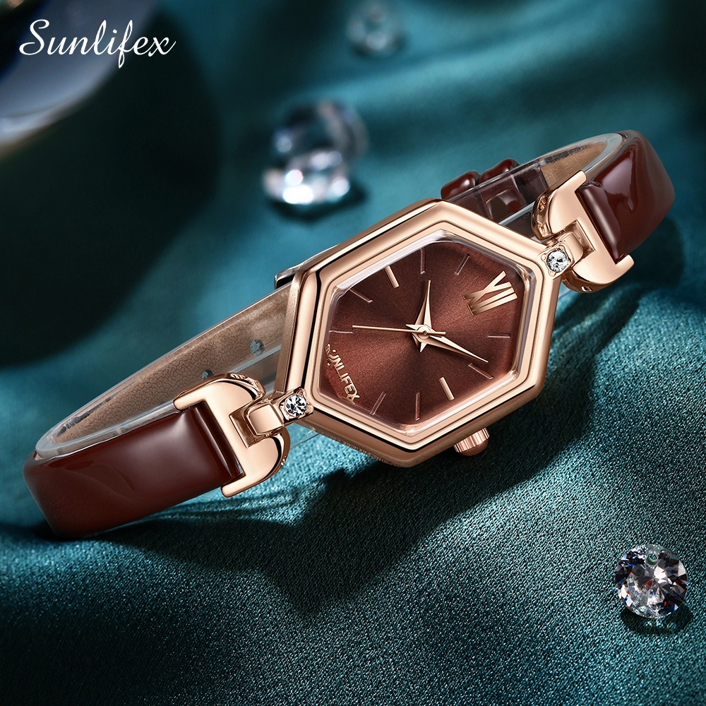 candygurll Sunlifex Jam Tangan nita Korea ik Panggilan Mini Tali Kulit Jam Tangan Cewek 5995