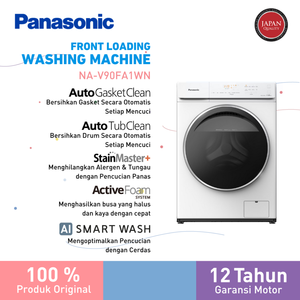 Panasonic NA-V90FA1WNE Mesin Cuci Front Loading 9 Kg Putih