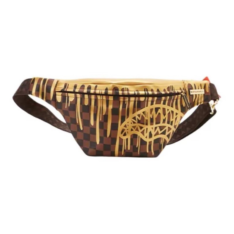 Sprayground Sharks Gold Drip Paint Waist Bag Original / Tas Sprayground Authentic