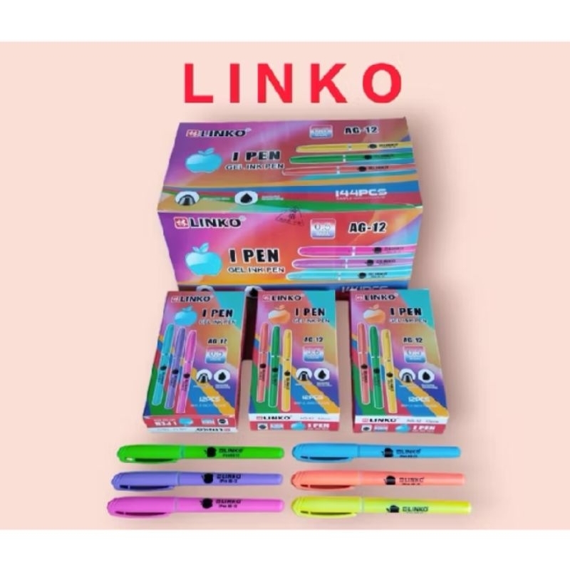 

bolpen tinta gel LINKO Apple 1 lusin 12 pen gel murah berkualitas tinta hitam