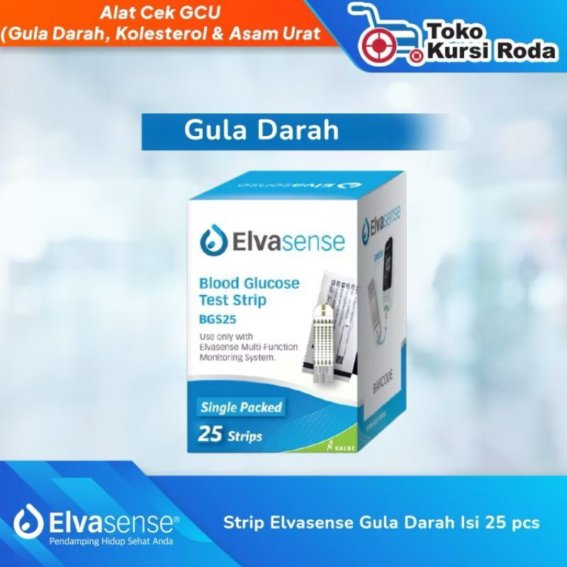 Strip alat cek 3in1 Elvasense (gula darah)-GLU isi 25 pcs
