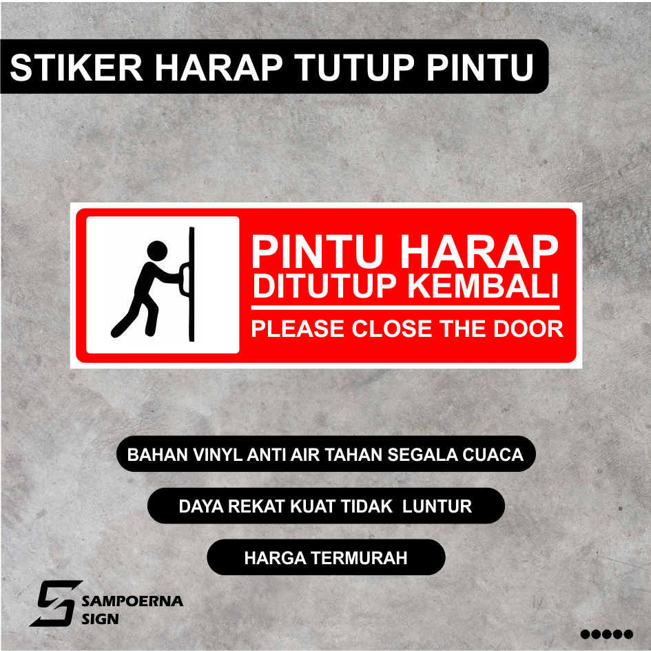 

Sign Sticker label pintu harap ditutup kembali / stiker pintu tutup kembali / sticker pintu / sticker tutup pintu