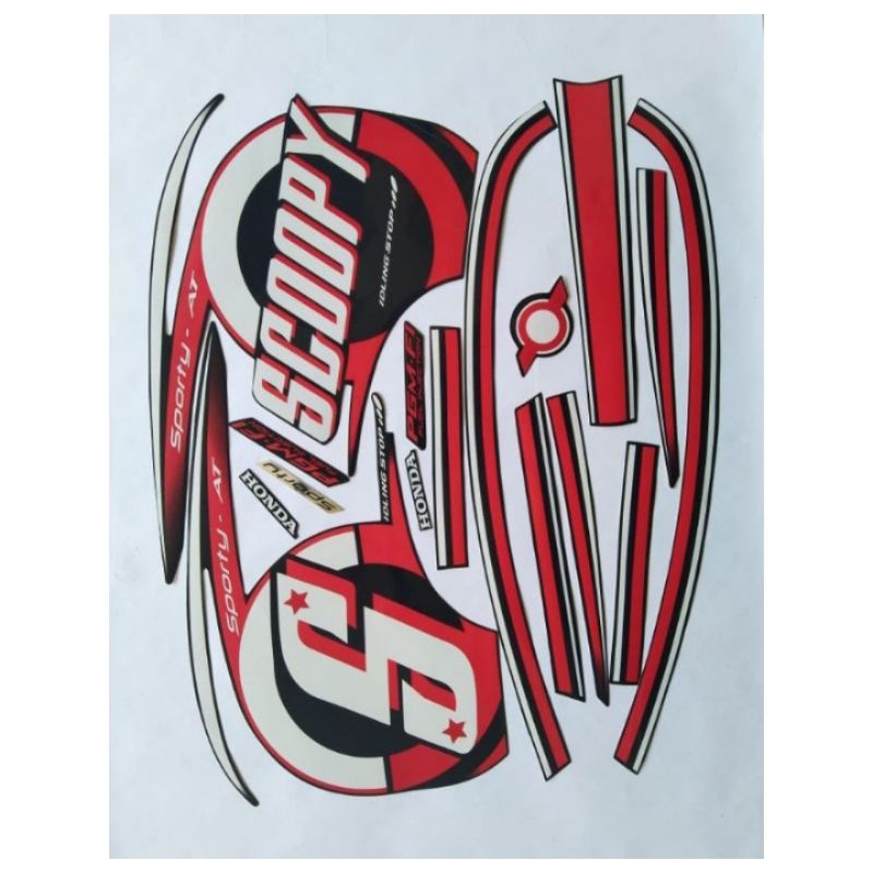 striping stiker list body Honda Scoopy fi hitam merah THN 2015-2016