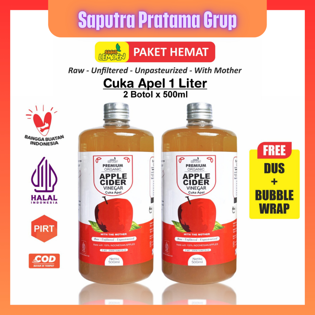 

CUKA APEL - Apple Cider Vinegar 1 Liter - Premium CUKA APEL Organik With The Mother