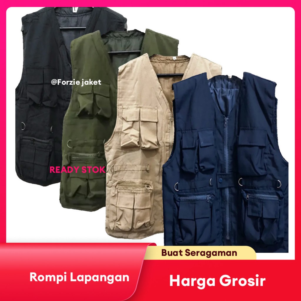 Forzie Rompi Pria Tactical Lapangan Rompi Outdoor Multifungsi Rompi Tebal Vest Cargo Rompi Casual