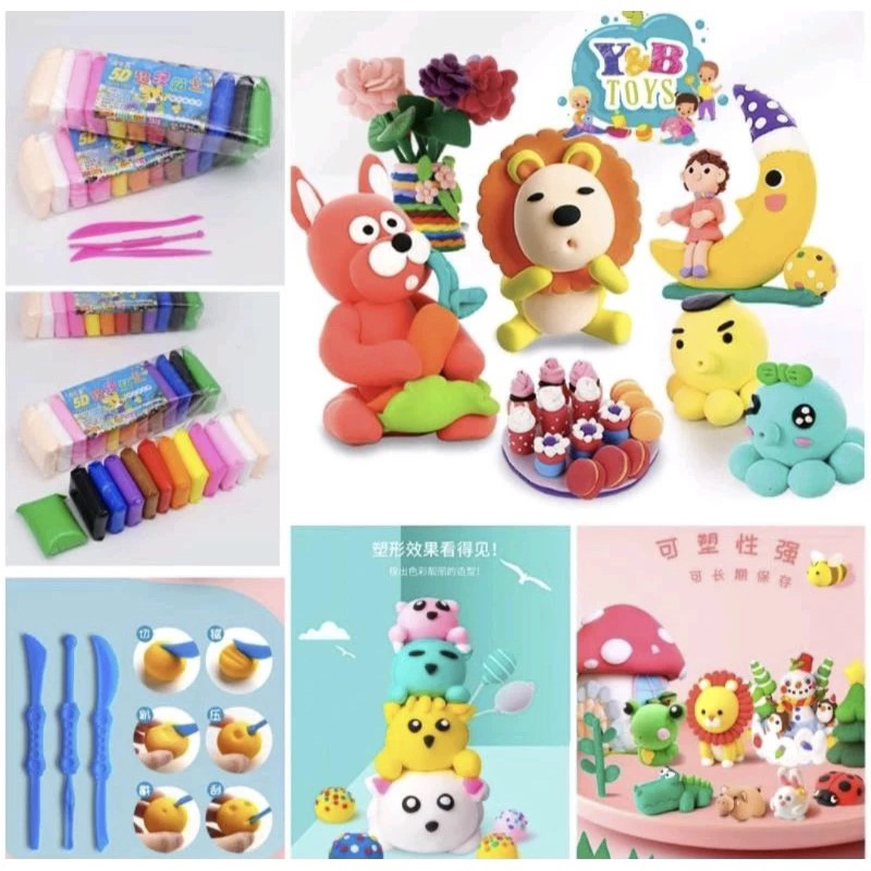 CLAY POLIMER ISI 12/MAINAN CLAY ISI 12/MAINAN CLAY BENTUK/CLAY WARNA WARNI MAINAN EDUKASI ANAK