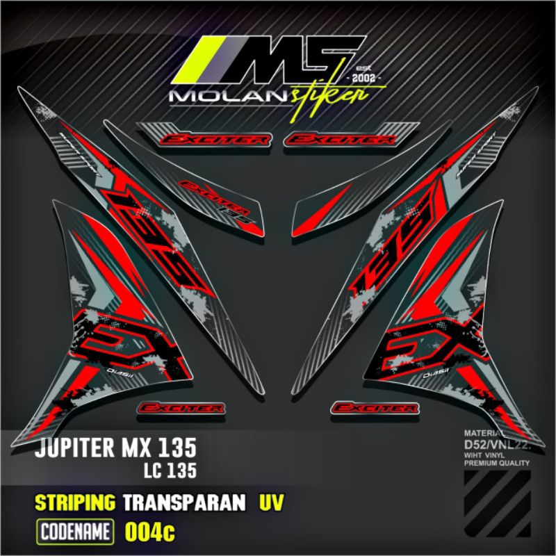 Decal Sticker Striping Variasi Transparan Uv Jupiter Mx 135 New 2011-2016 NJMX Yamaha Lc 135  Excite