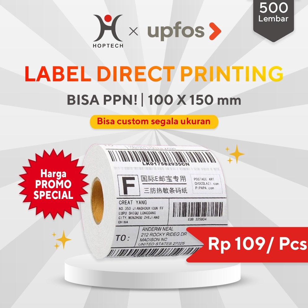 

av Ready Stock Label Barcode 1 x 15 mm 1 Line 5pcsRoll 25 pcs kertas sticker thermal L5