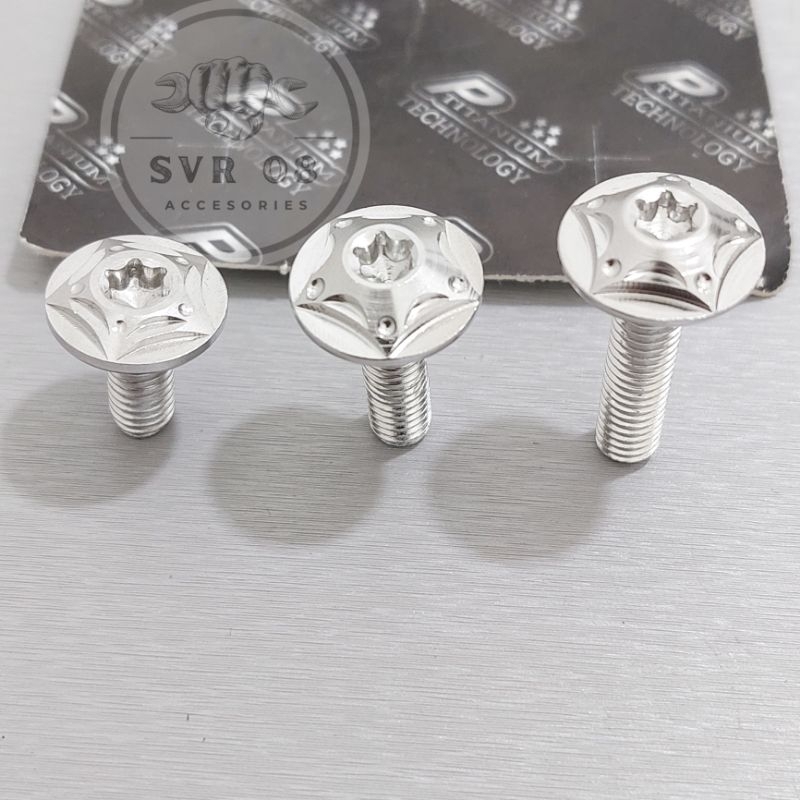 BAUT 10 M6 PANJANG 1,5 CM 2 CM 2,5 CM PROBOLT STAINLESS 304 P TITANIUM ORIGINAL VIETNAM