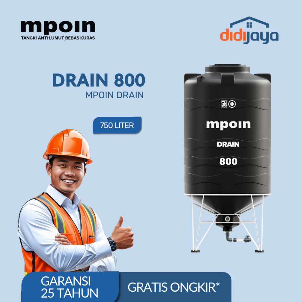 Toren Tandon Air MPOIN Drain 800 Anti Bakteri Tandon Air Anti Lumut Garansi 25 Tahun