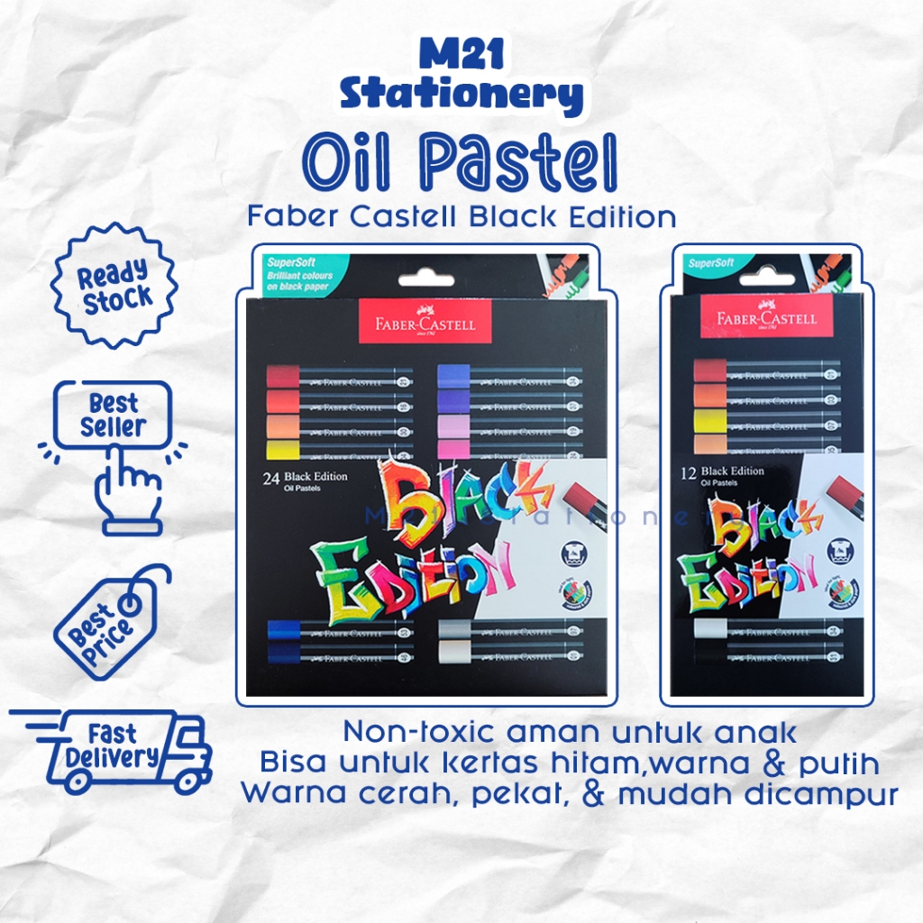 

OIL PASTEL FABER CASTELL BLACK EDITION / 12 & 24 warna fabercastel original alat menggambar anak krayon crayon pastel non toxic murah alat tulis sekolah kantor kuliah kampus atk stationery murah lengkap / m21 stationery jogja