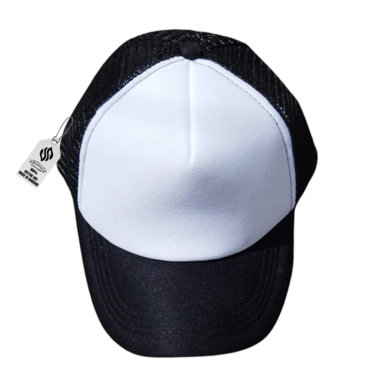 Topi Jaring Hitam Putih / Topi Busa Tebal / Topi Jaring Polos