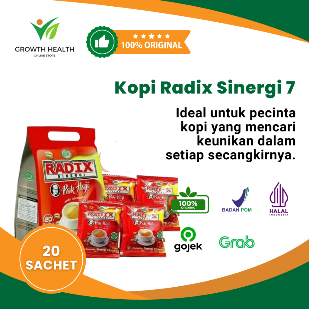 

Kopi Radix Sinergi 7 Herba Pilihan Eceran ( Kopi Radix Pak Haji HPA ) 20 Sachet Original