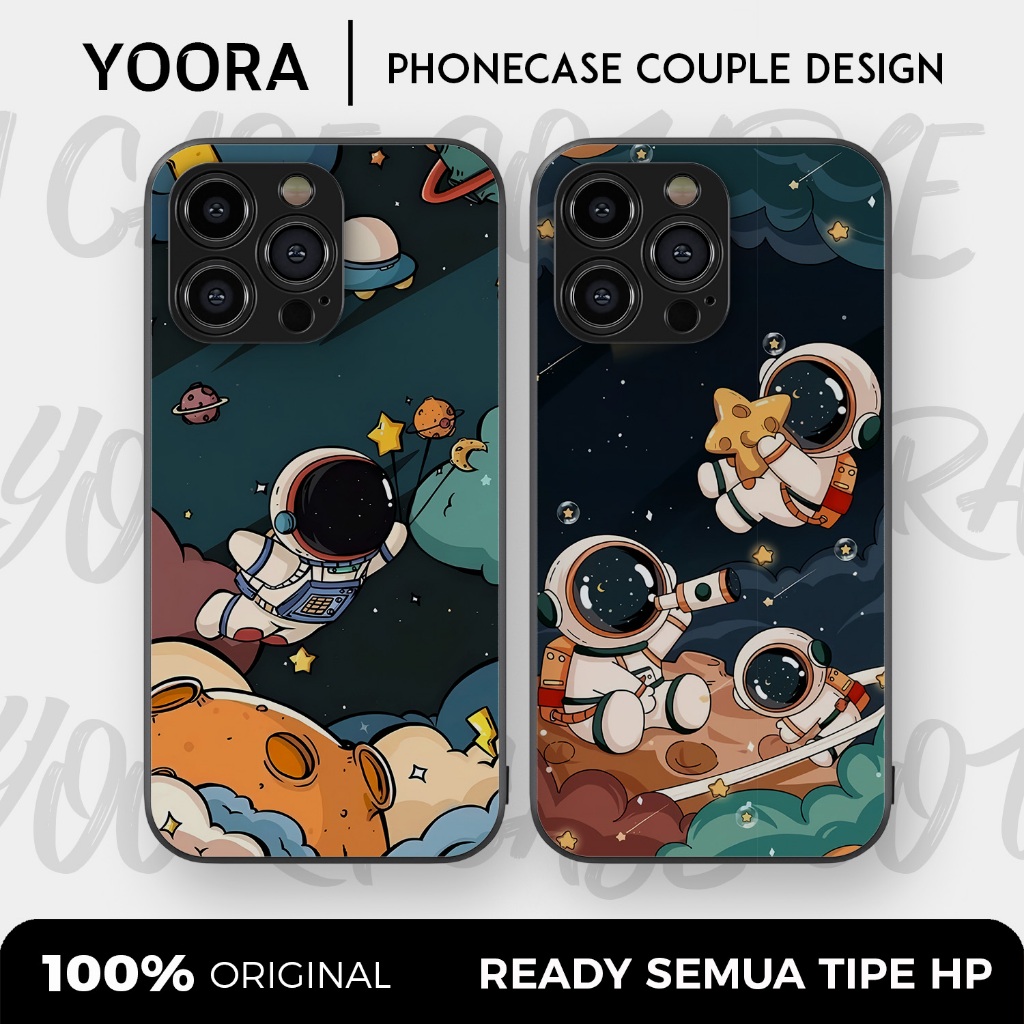 [AST21] Custom Case Couple Astronot Space Premium Bisa Untuk Semua Tipe Hp