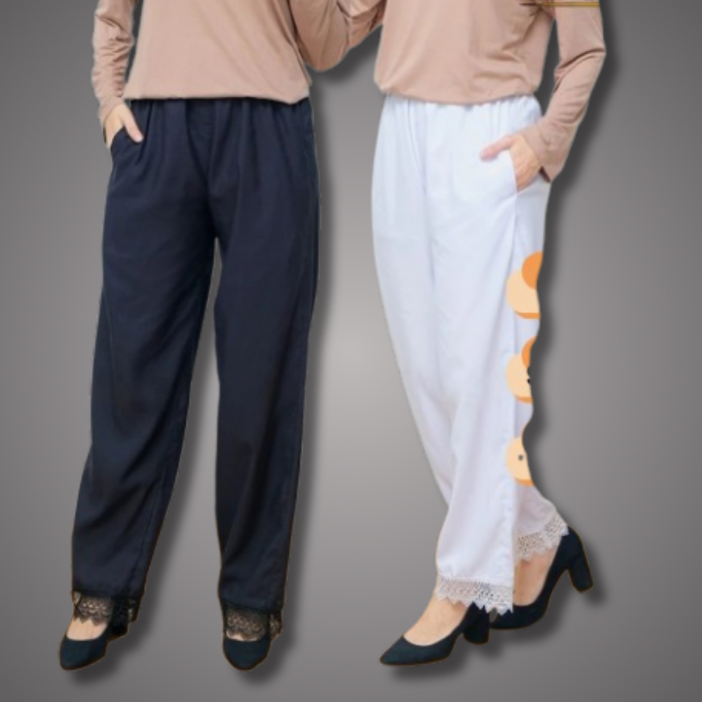Celana Ihrom Wanita Renda Bahan Katun Premium Celana Panjang