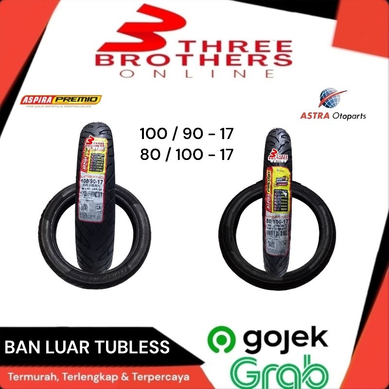 Ban luar tubless tubeless verza megapro monoshok 80/100 100/90 ring 17 urbano aspira premio
