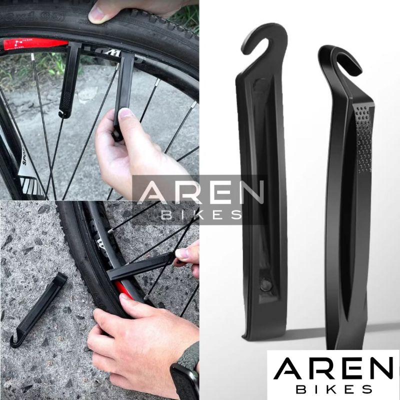 (ISI 1) JUGIL BAN LUAR SEPEDA TIRE LEVER PLASTIK HITAM ALAT PASANG LEPAS PELEPAS BUKA CUKIT CONGKEL