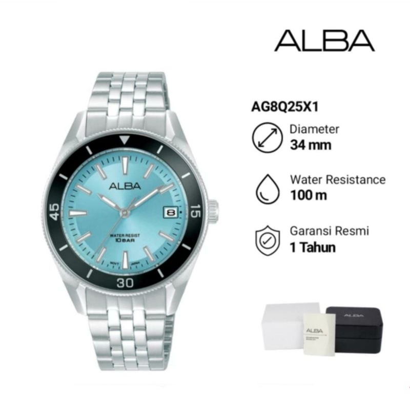 Alba AG8Q25X10 Jam Tangan Wanita Analog Stainless Steel Original