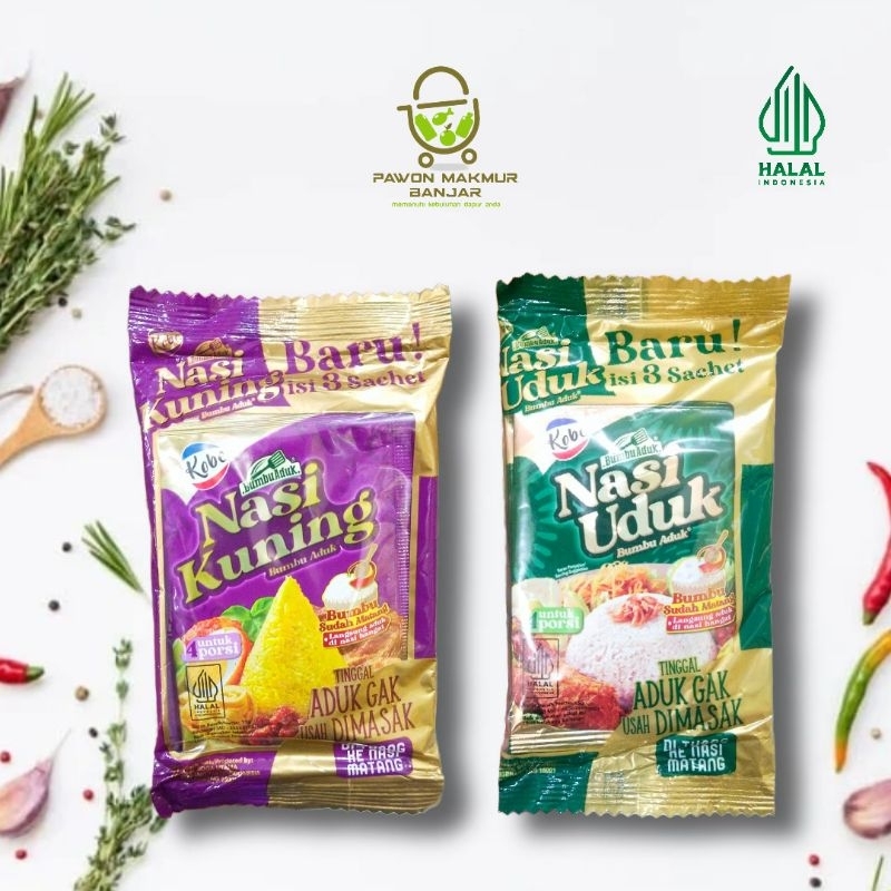 

KOBE BUMBU ADUK NASI KUNING & NASI UDUK / ISI 3 SACHET 20 GR