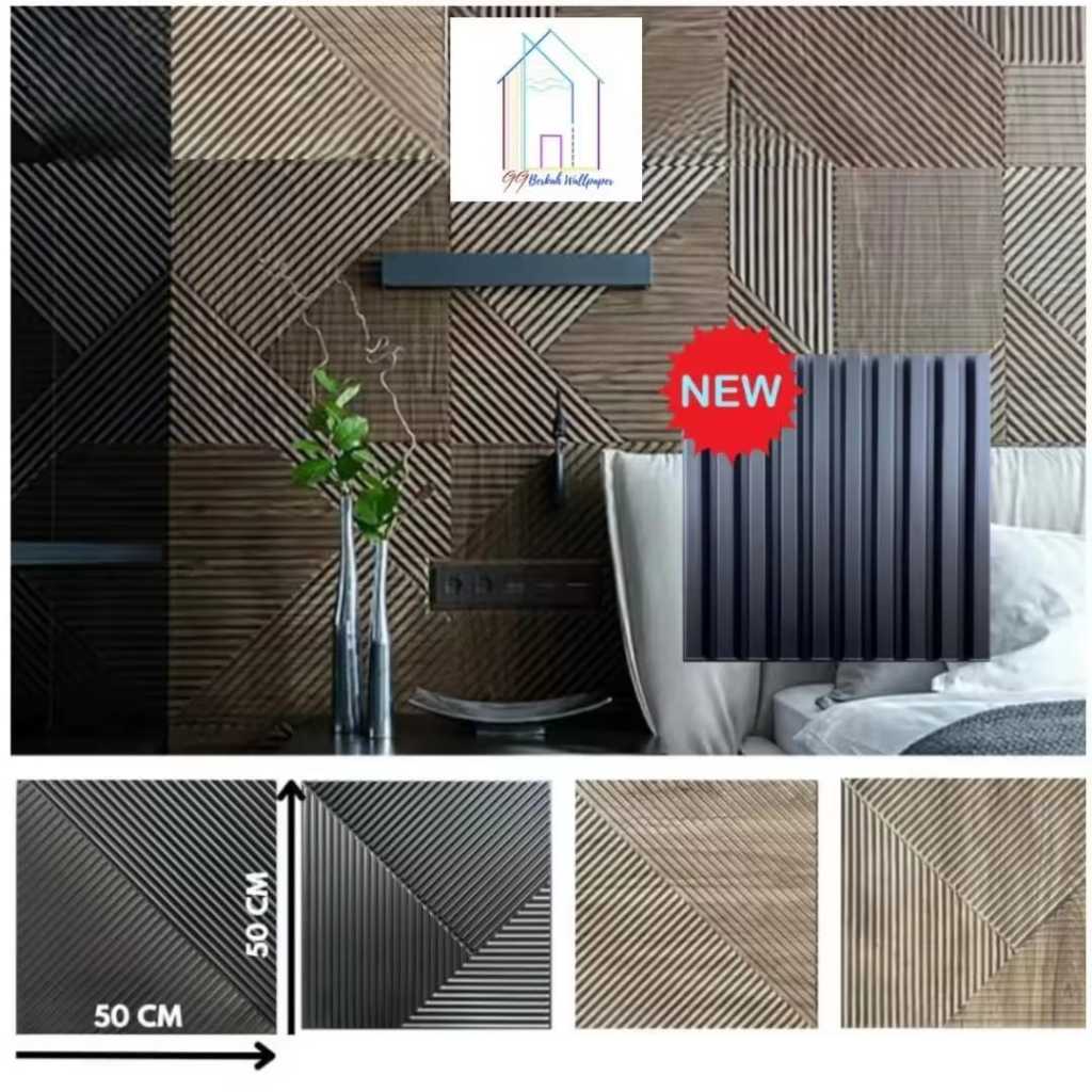 WALLPANEL WOODEN & BLACK | WALLPAPER DINDING DEKORASI | WALL PANEL 3D DINDING PVC
