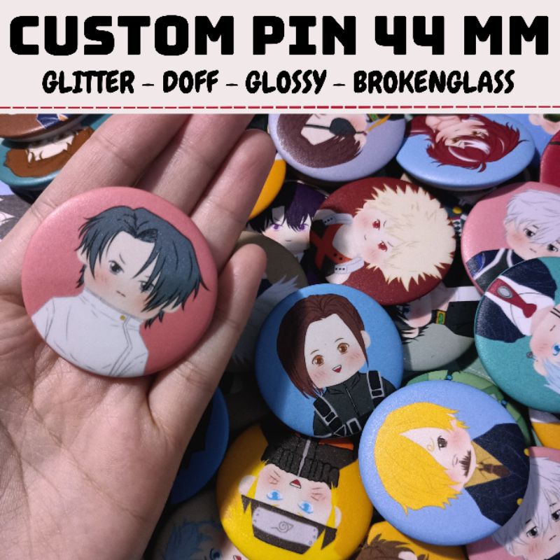 Custom Pin 44MM Laminasi Matte/Doff  | Pin Bros Bulat Ukuran 4,4 CM Custom Souvenir Pin Bulat