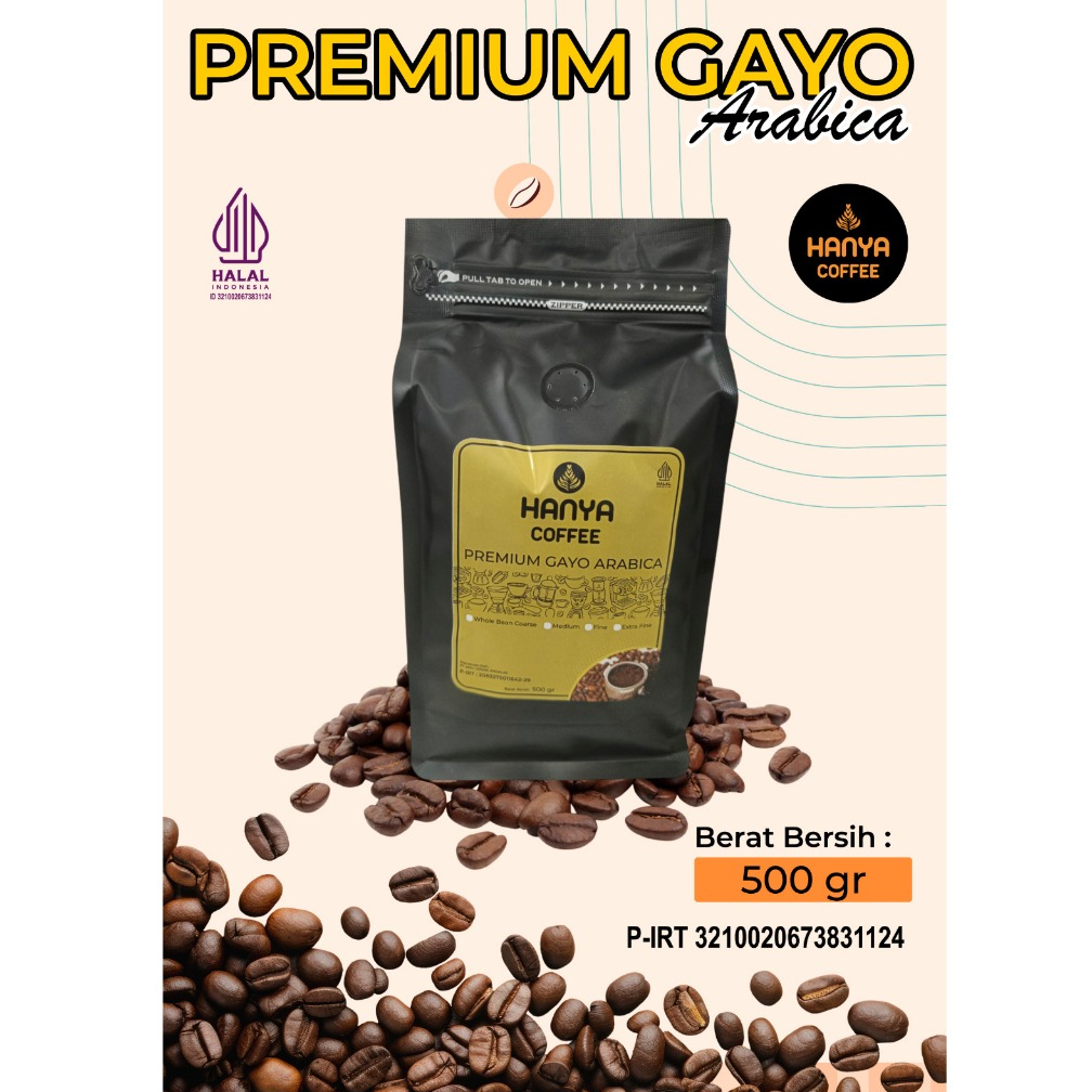 

Kopi Arabika Aceh Gayo Premium roasted beans 500 gram - Hanya Coffee