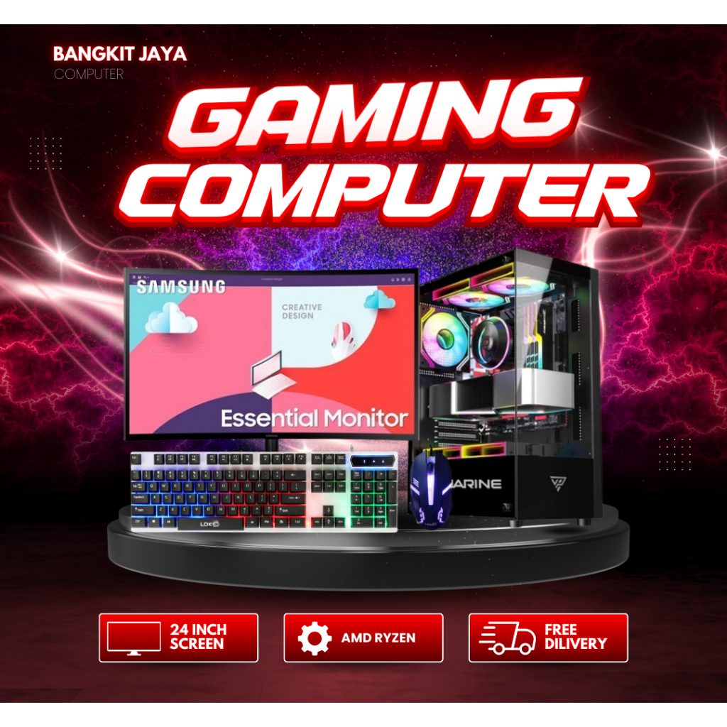 PC Gaming Fullset AMD Ryzen 3 4100 | GTX 1650 4GB | SSD - HDD | Ram 8GB - Monitor 19 - 24 Inch Garan