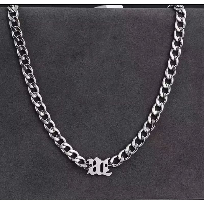 Kalung Rantai Titanium Pria - Pendant Huruf M Gaya Hip Hop
