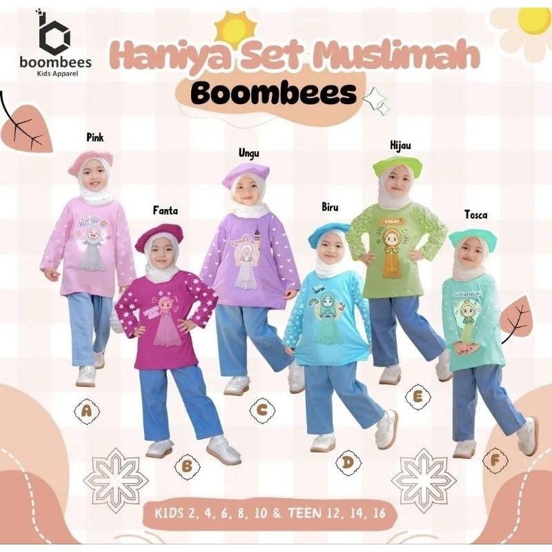Haniya set muslimah boombees set kaos muslim anak