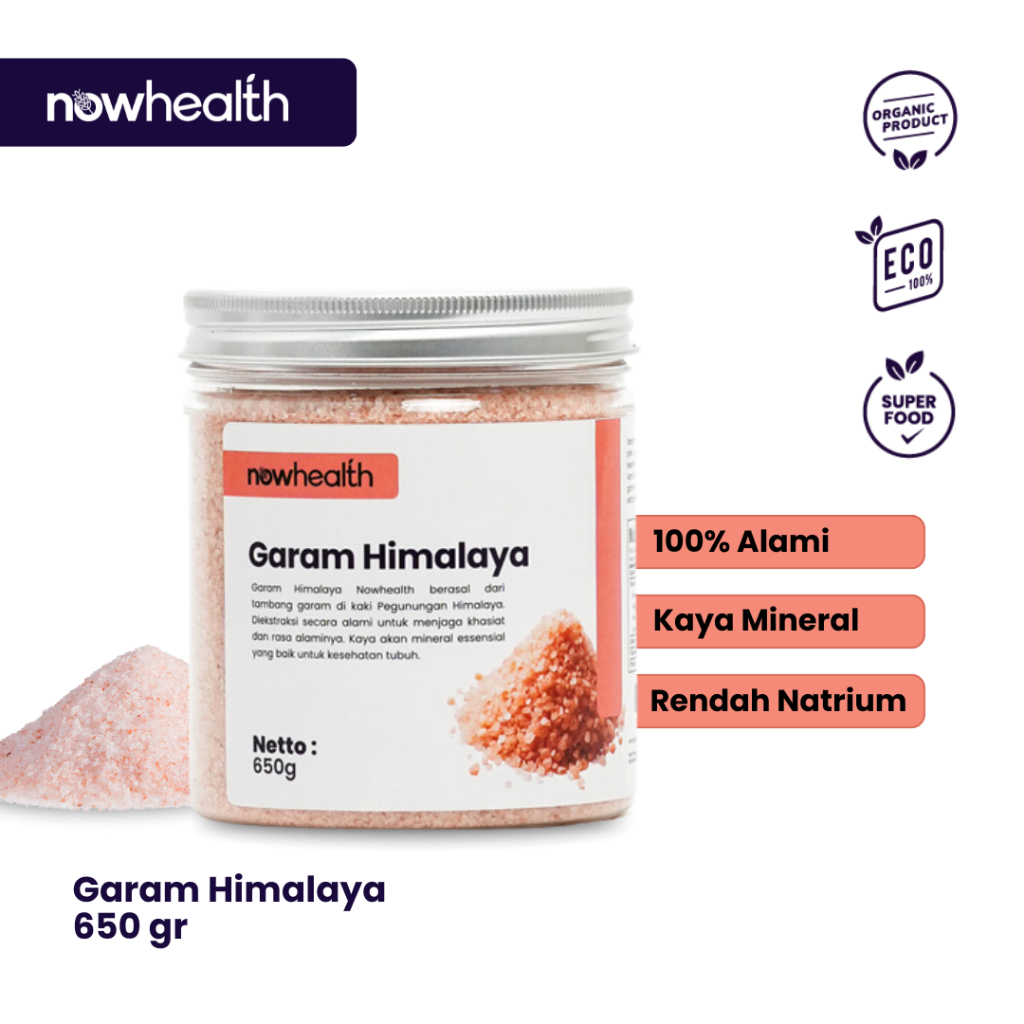 

Garam Himalaya 650 gr Nowhealth Himalayan Pink Salt Organik