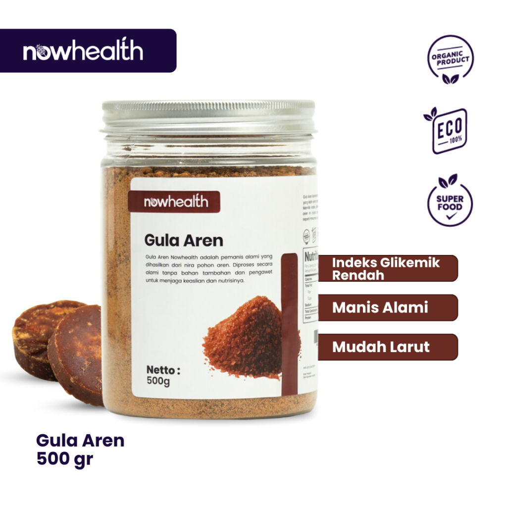 

Gula Aren Bubuk 500 gr Nowhealth Organik Premium Gula Semut Serbuk