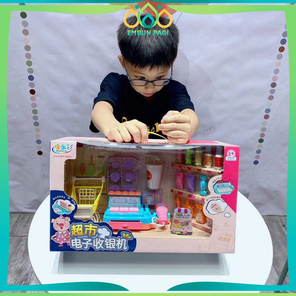 Mainan Mesin Kasir + Mainan Troli Belanja Anak / Cash Register Import / Mainan Kasir Kasiran Anak Pr