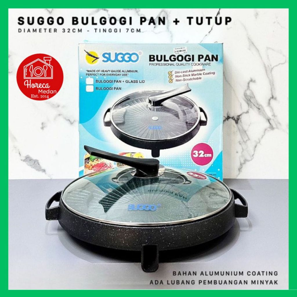 Bulgogi grill pan Alat panggang bbq korea marble anti lengket 32cm