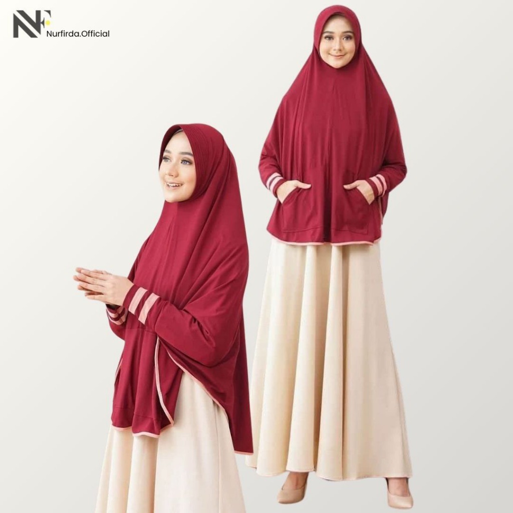 Jilbab Bergo Lengan Tangan Panjang Aisyah Variasi Saku Lucu Cantik Hijab Bahan Jersy Premium Super