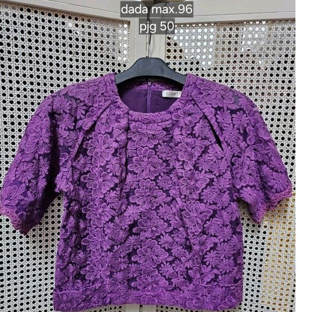 blus brokat ungu maje atasan baju premium
