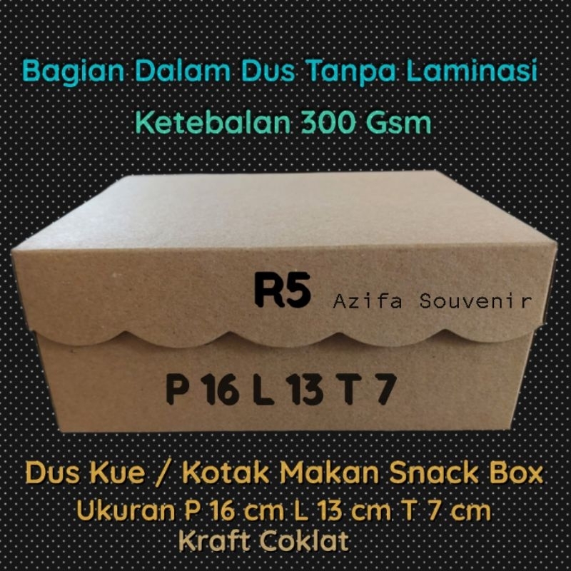 

Dus Kue / Kotak Makan Snack Box R5 Uk. P 16 L 13 T 7 Kraf Coklat