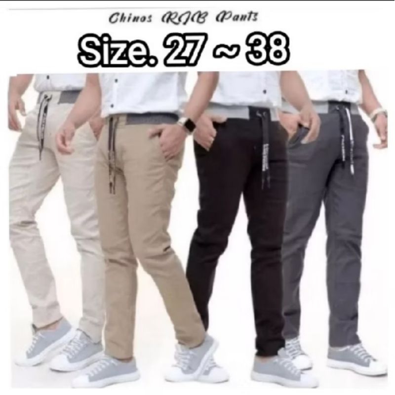 CELANA PANJANG PRIA CHINOS DEWASA RIB PINGGANG KOLOR