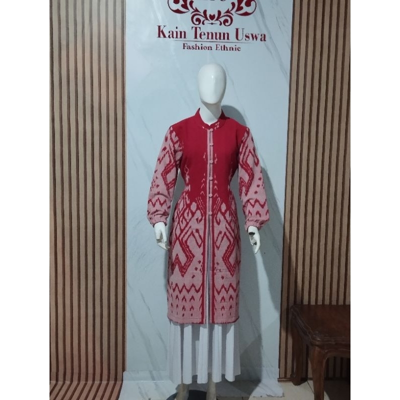 tunic etnik motif love pink, tunic wanita kekinian