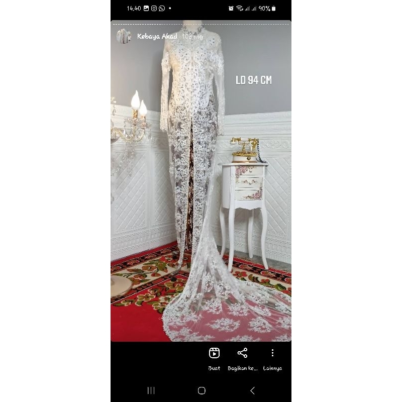 Kebaya Pengantin Akad Putih Ekor Preloved Second