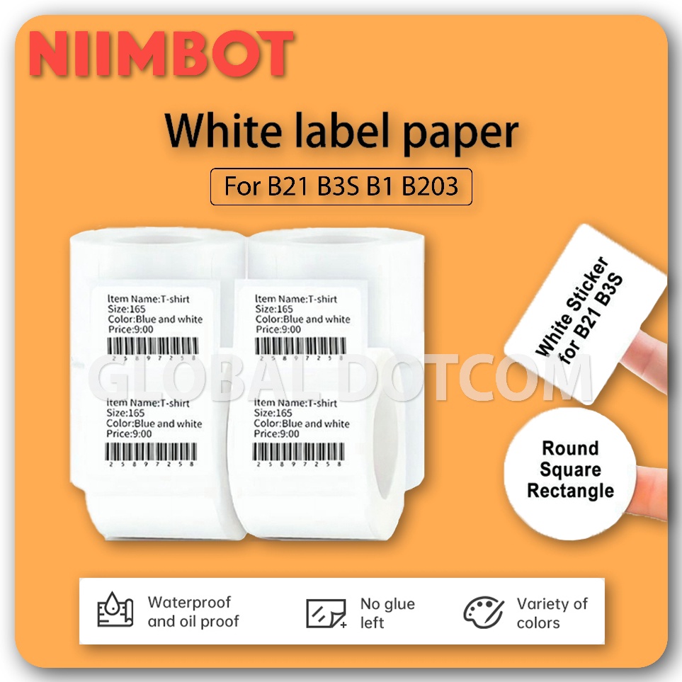 

6PAC8236 NIIMBOT B21 B1 B23 B3S LABEL PUTIH STICKER THERMAL TAHAN AIR MINYAK