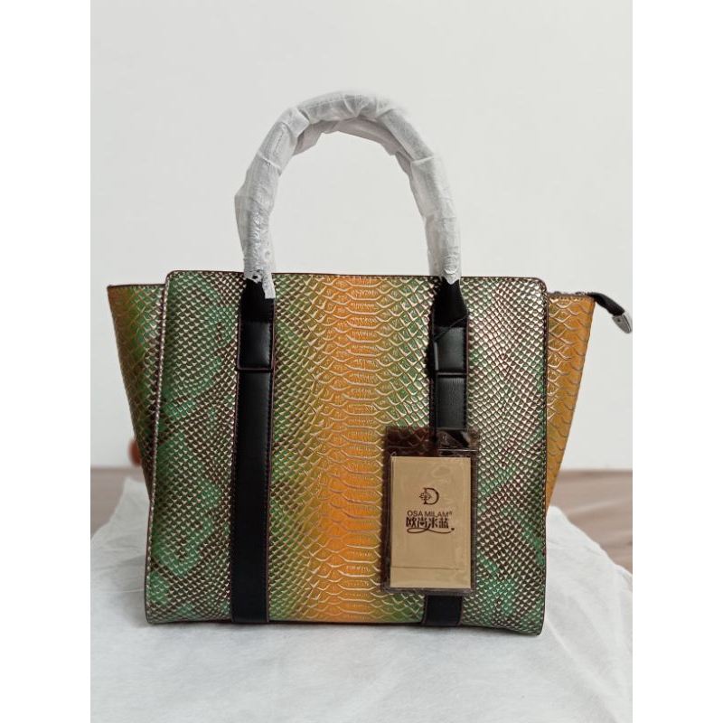 FO Bags Tas Tote Croco Besar Glossy dari Brand OSAMILAM Cantik Mewah Menor Kualitas Import kd 185