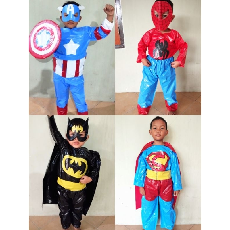 Kostum Cowok Daur Ulang | Kostum Karnaval Kresek | Baju Daur Ulang Anak Laki Laki | Kostum Superhero