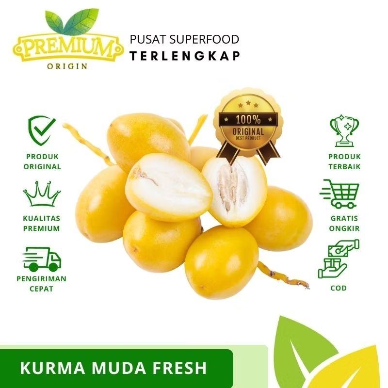 

[ TERMURAH ] PRE ORDER Kurma Muda KUNING MANIS 1 KG FRESH | FREE zuriat dan testpack | Kurma Muda Kuning BARHI/BARHE | Kurma Muda Promil