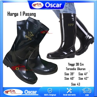 Sepatu boots hitam karet proyek / Sepatu Proyek / Sepatu Boot panjang Karet / Safety Boot HPP