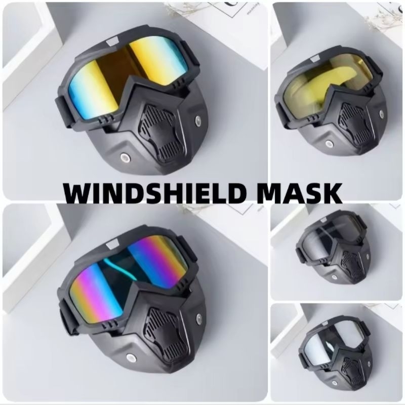 Murah kacamata masker touring helm klasik retro-google mask-masker fullface pelindung wajah